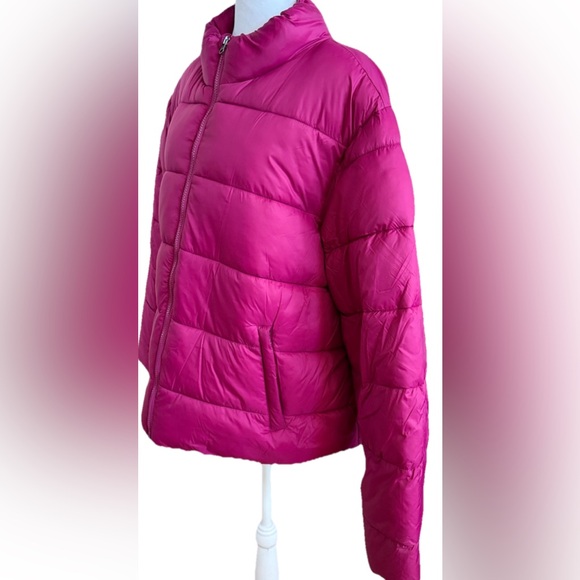 NWT TIME & TRU Fuchsia Purple Pink Polyester Filled Nylon Puffer Plus Jacket 1x - Picture 7 of 11
